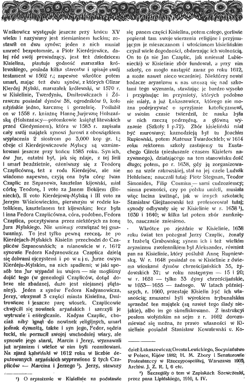 Сторінка з випуску журналу 'Ziemia' 1912 року, з текстом про Киселин, його історичних власників та релігійні аспекти, включаючи кармелітський монастир.