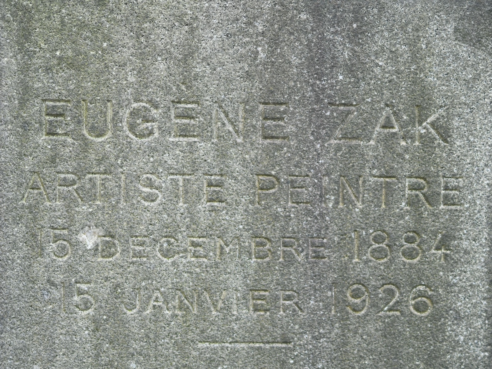 Photo showing Eugene Zak\'s work in foreign collections and his tombstone in Montparnasse cemetery