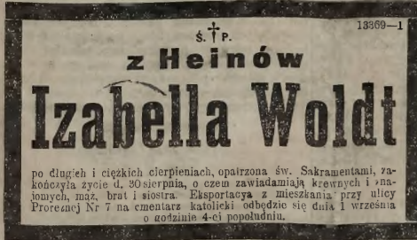 Obituary of Isabella Woldt