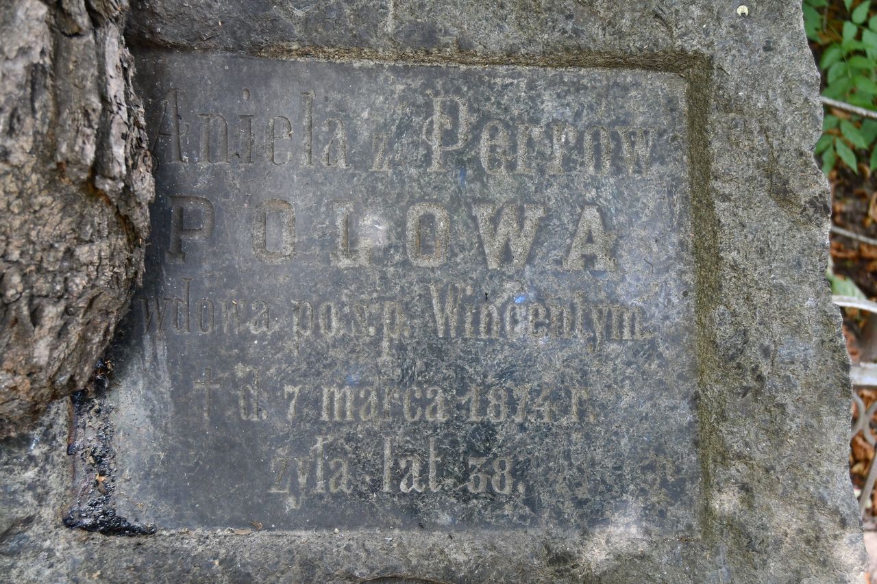 Fragment of Aniela Pol's tombstone, Bajkova cemetery in Kiev, as of 2021.