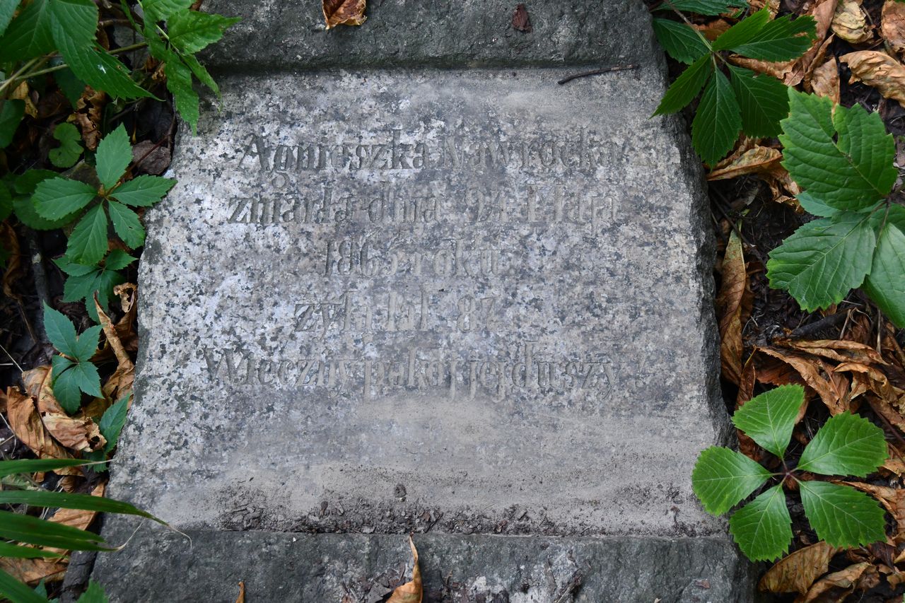 Fragment of the tombstone of Agnes Nawrocki, Bajkova cemetery in Kiev, as of 2021.