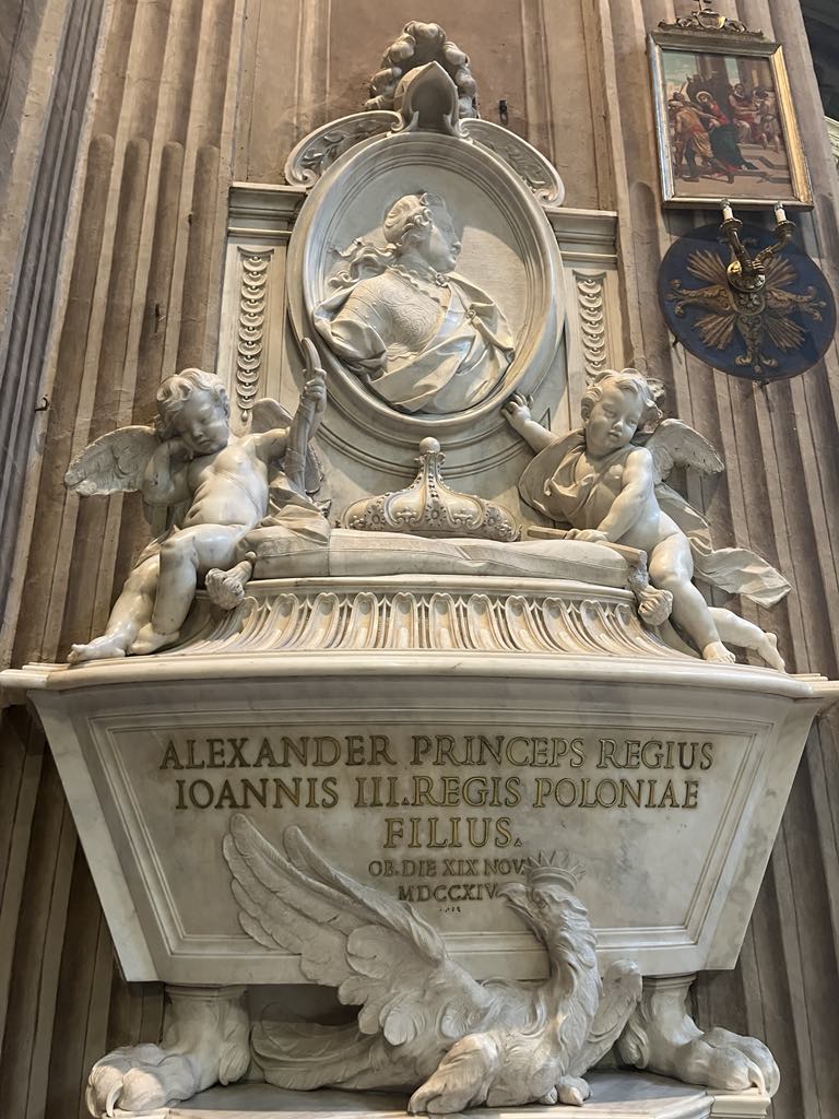 Fotografia przedstawiająca Nagrobek królewicza Aleksandra Sobieskiego w Rzymie