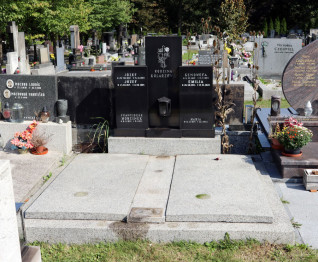 Nagrobek rodziny Kolarzowej z trójczłonową stelą na cokole. Środkowa część wyższa i cofnięta, z krzyżem i motywem róży oraz inskrypcjami. Płyta nagrobna trzyczęściowa, z węższą środkową częścią.