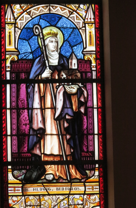 Photo showing Stained glass window depicting St Jadwiga of Silesia in Denmark