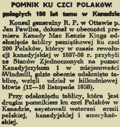 Photo montrant Pomnik ku czci Polaków poległych w Kanadzie