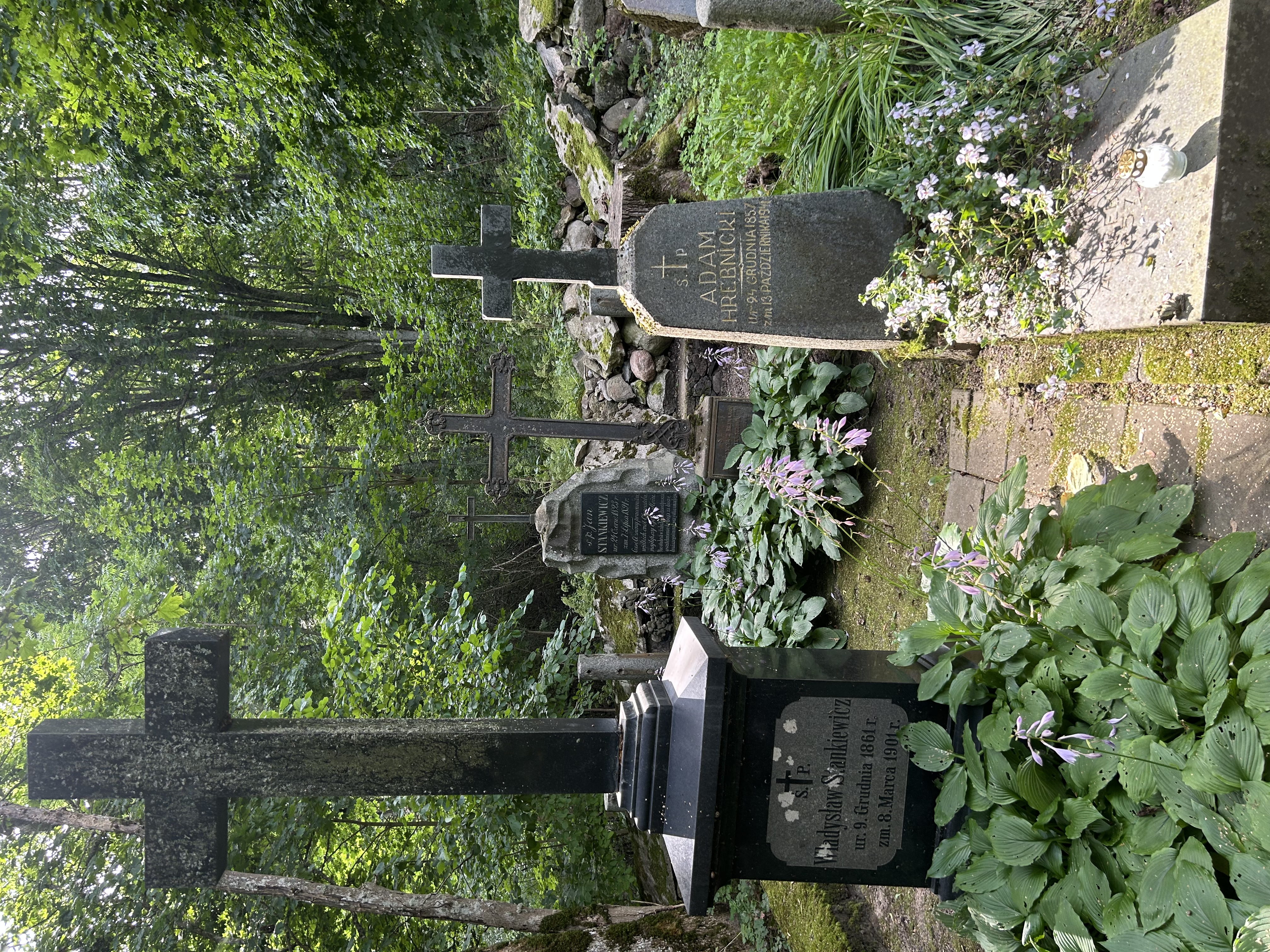 Photo montrant Dwór Adama Hrebnickiego w Raju i nagrobek Jana Hrebnickiego w Duksztach