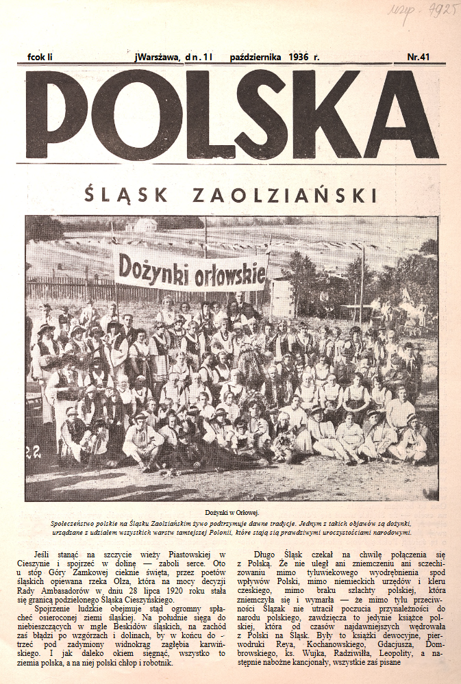 Fotografia przedstawiająca Magadzyn „Polska” z 1936 roku „Śląsk Zaolziański\"