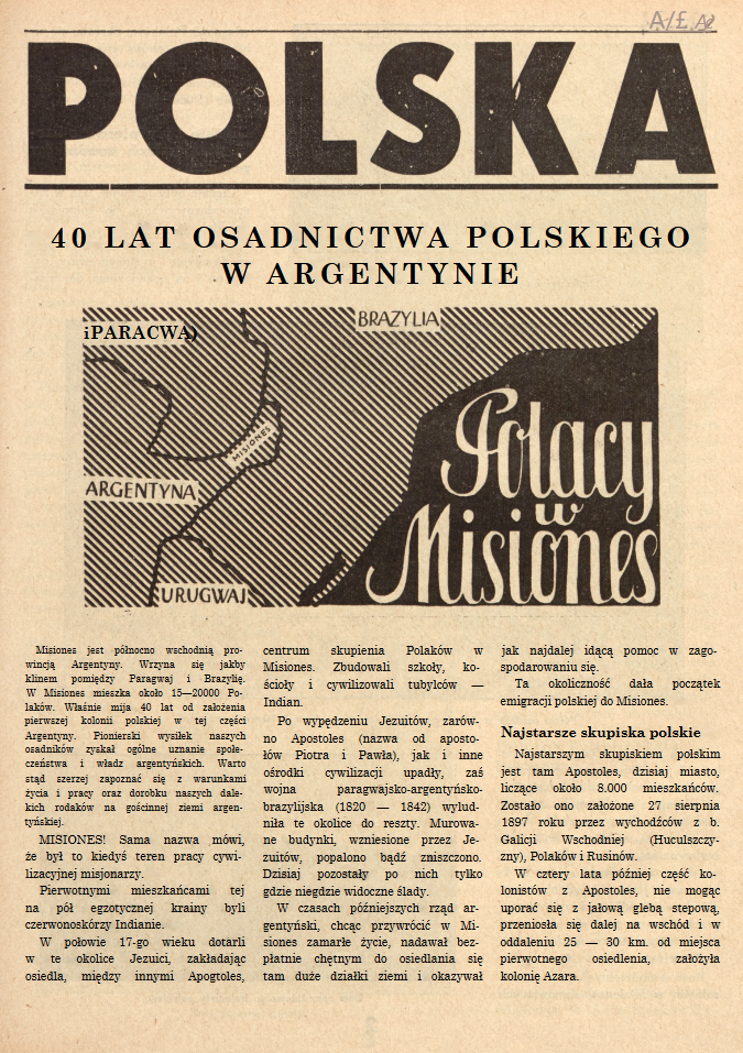Photo showing 40 lat osadnictwa polskiego w Argentynie