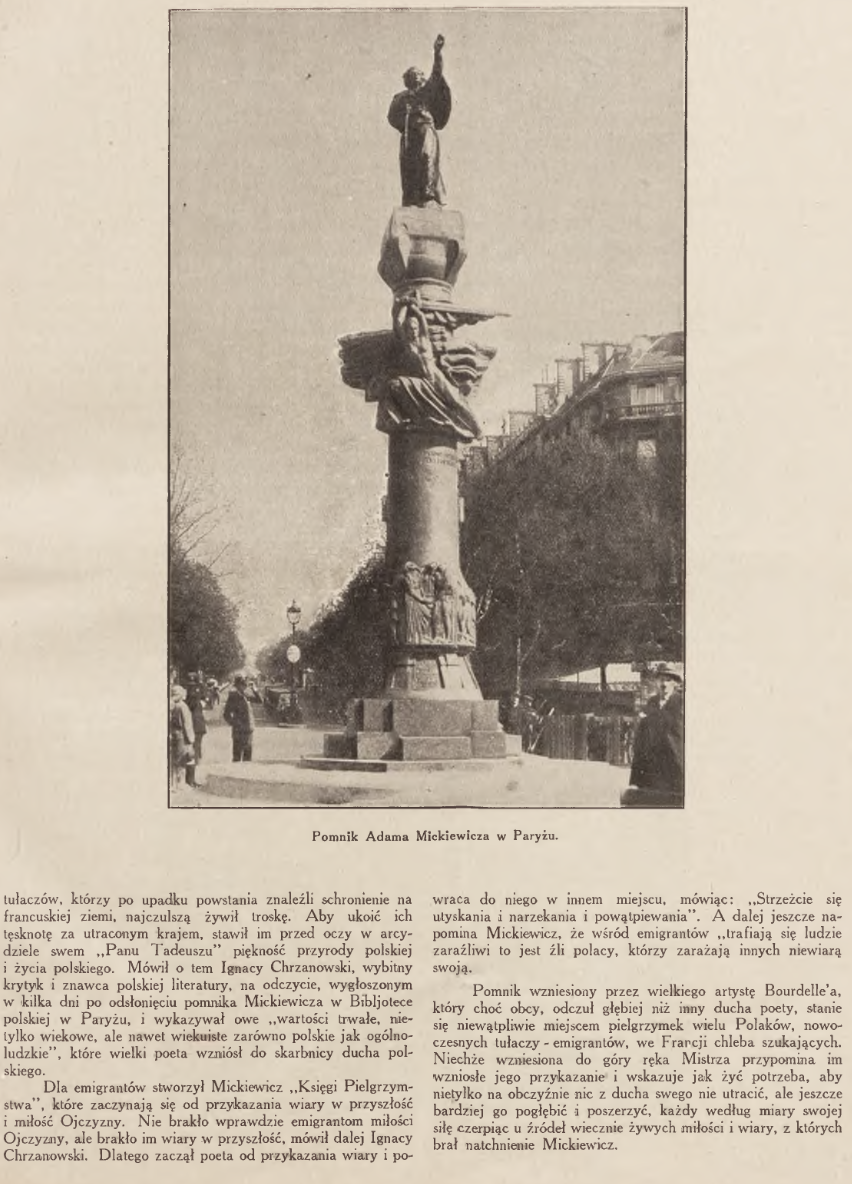 Fotografia przedstawiająca Odsłonięcie pomnika A. Mickiewicza w Paryżu