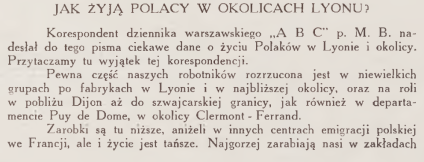 Strona z czasopisma 'Wieści z Polski', 1929, z artykułami o warunkach życia Polaków pod Lyonem, restauracji grobu Langiewicza w Turcji i polskiej szkole w Kiszyniowie. Zawiera zdjęcie stoiska polskiego na targach w Lille.