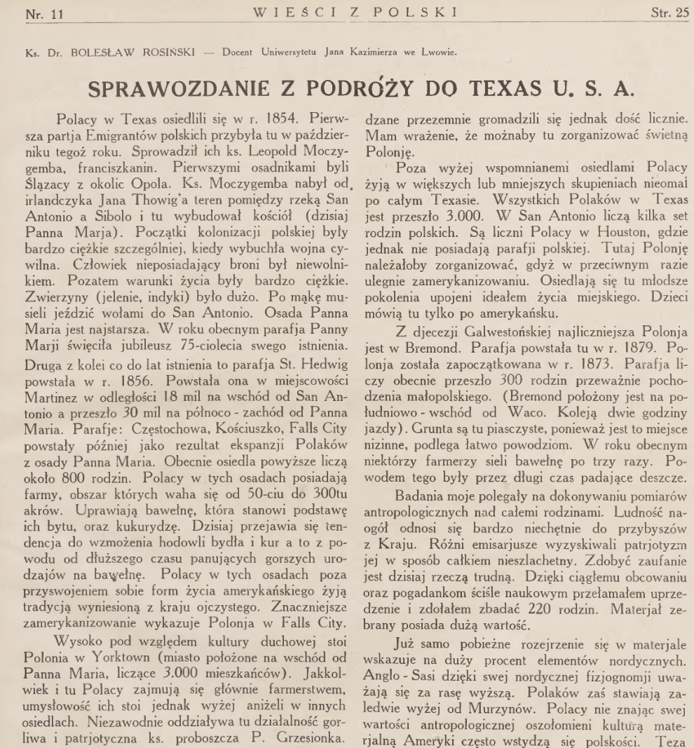 Fotografia przedstawiająca Warunki życia polonii w Teksasie