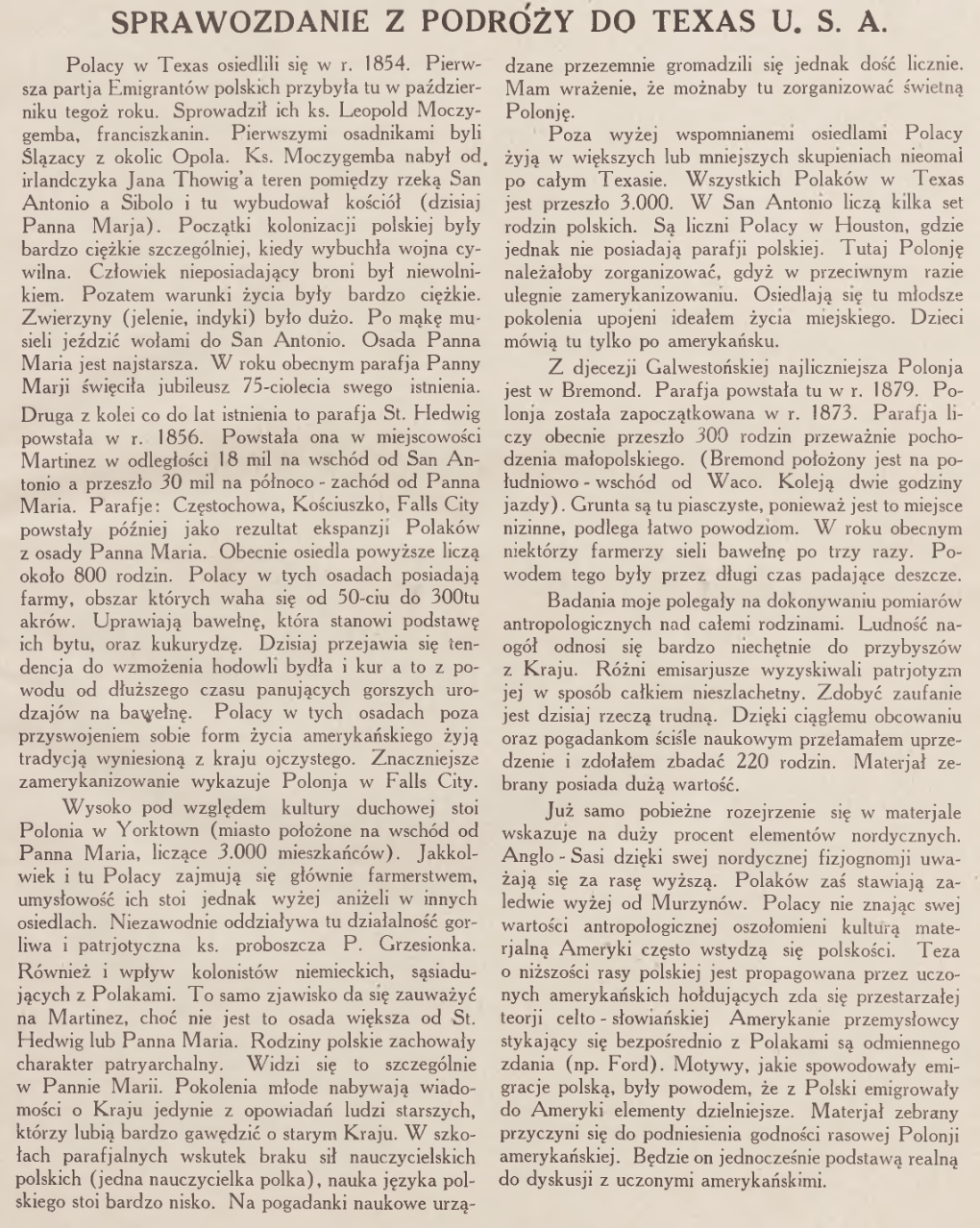 Photo montrant Conditions de vie de la communauté polonaise au Texas