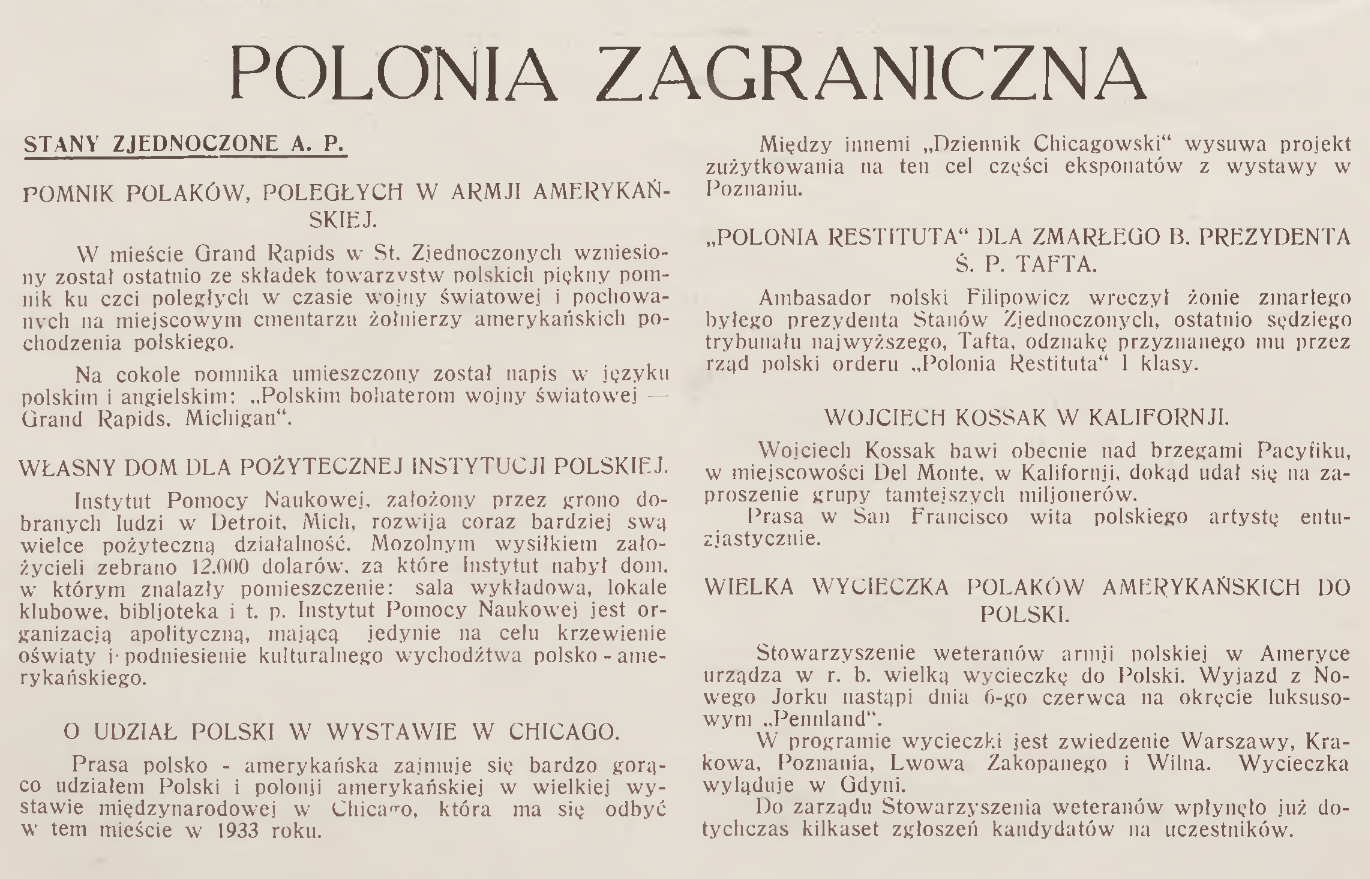 Photo montrant Z kronik polonijnych: pomnik Polaków poległych w USA