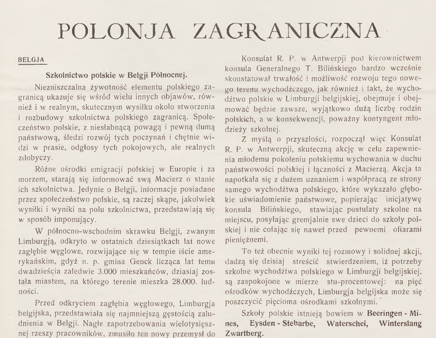Photo montrant Z kronik polonijnych: Szkolnictwo polskie w Południowej Belgii