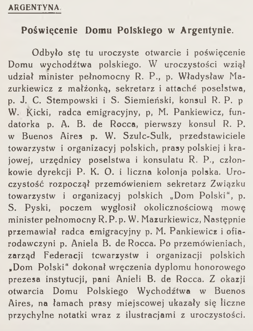 Photo showing Z kronik polonijnych: poświęcenie Domu Polskiego w Argentynie