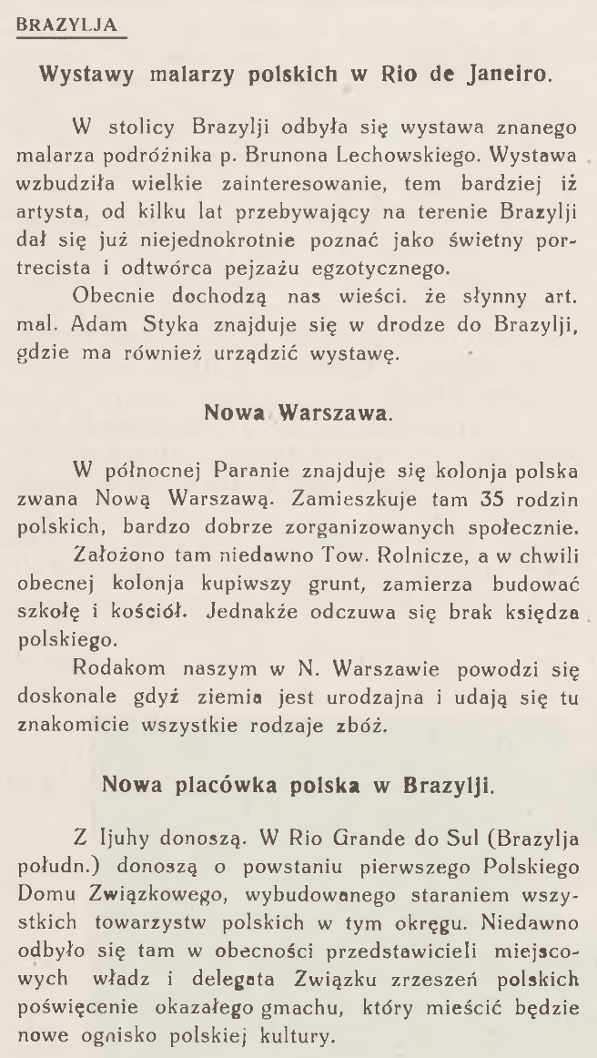 Photo showing From the chronicles of Polonia: painting exhibition in Rio, new post in Rio Grande do Sul
