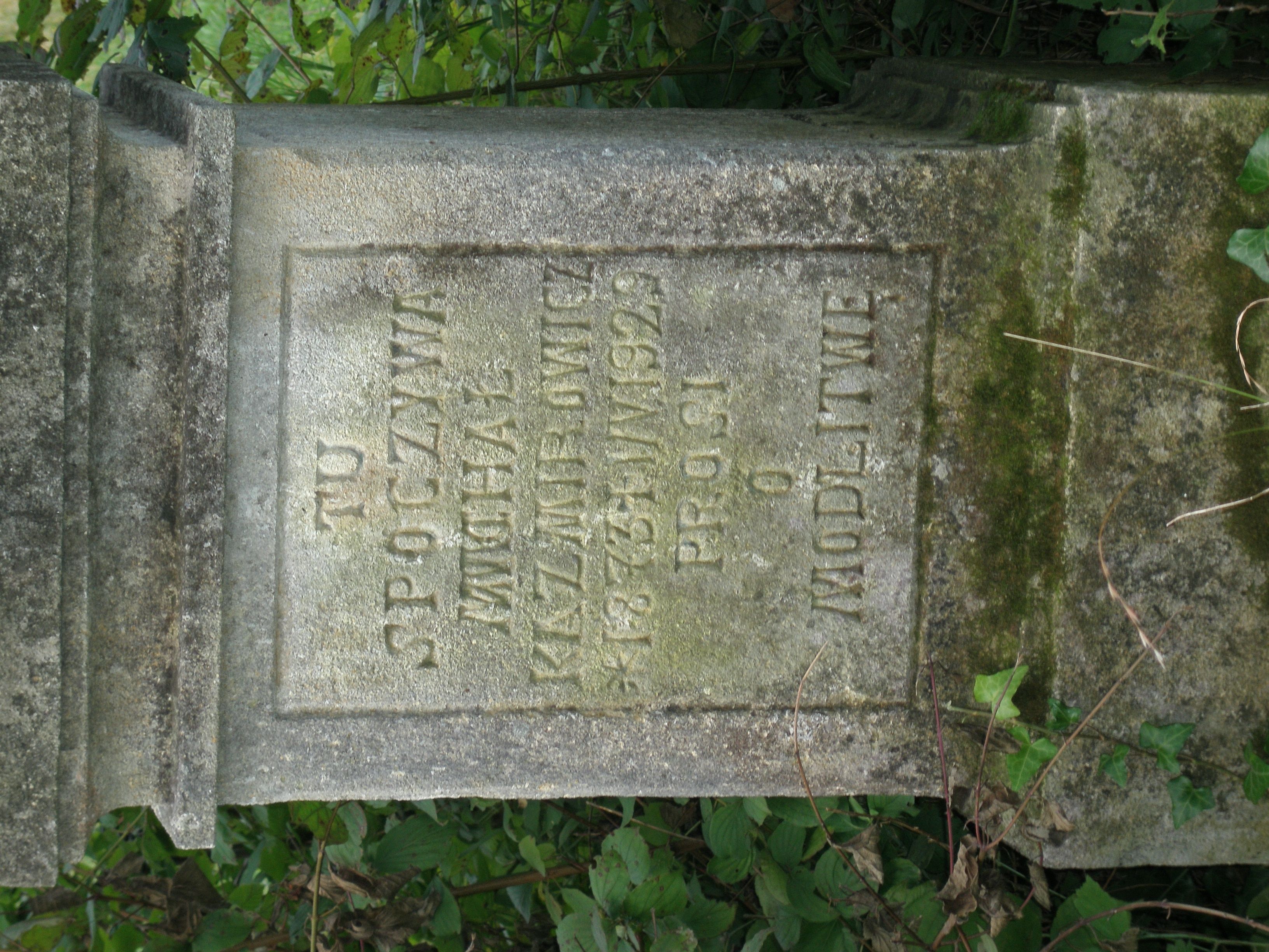 Gravestone inscription of Michal Kazimierowicz, as of 2006