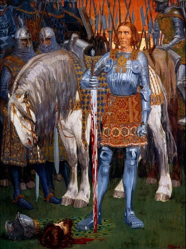 Photo showing \"Four Strings of a Violin\" - a painting by Edward Okunia from the collection of the University Art Museum in Tucson, Arizona
