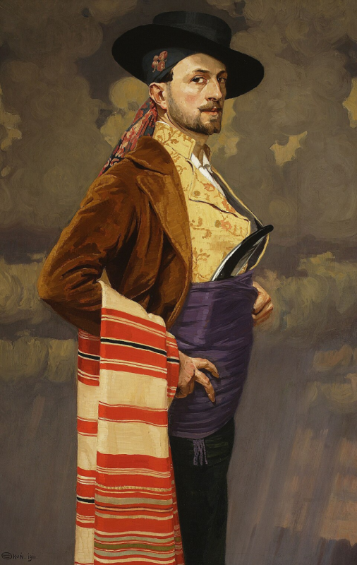 Photo showing \"Four Strings of a Violin\" - a painting by Edward Okunia from the collection of the University Art Museum in Tucson, Arizona