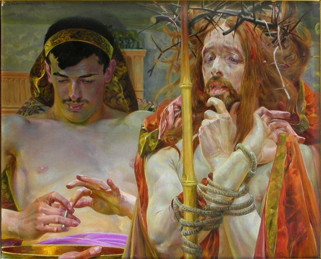 Photo montrant \"Le Christ devant Pilate\" - peinture de Jacek Malczewski de la collection de la Galerie nationale d\'art de Lviv