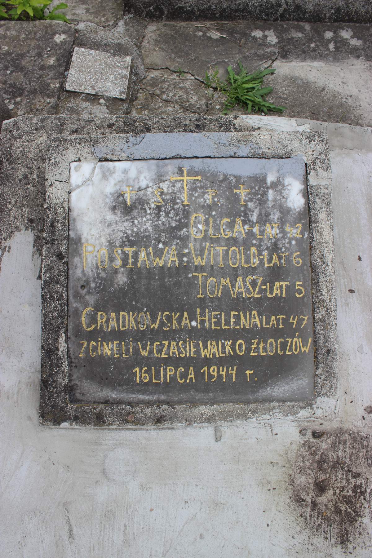 Photo montrant Nagrobek Tomasza i Witolda Postawów oraz Heleny Gradkowskiej i Olgi N.N.