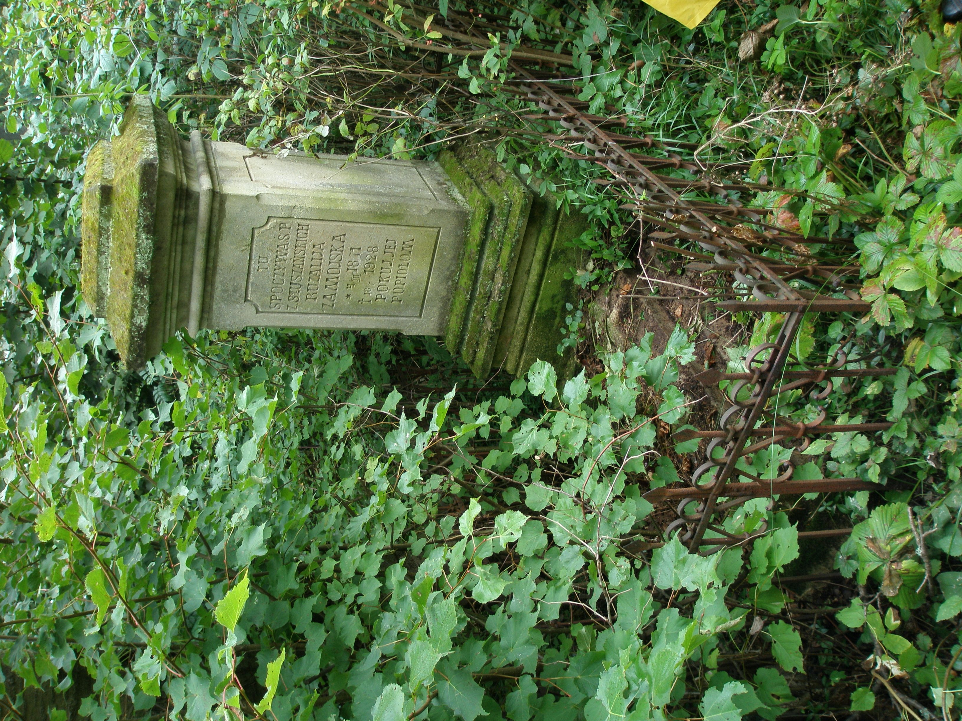 Tombstone of Rozalia Zamojska, cemetery in Potok Złoty, state from 2006