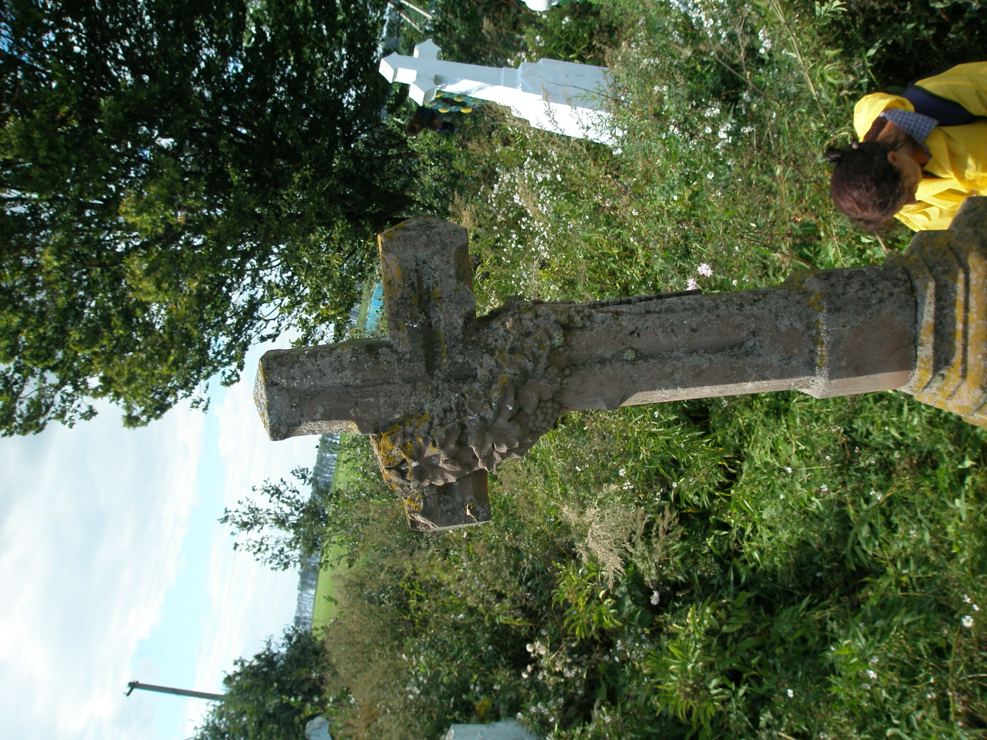 A fragment of the tombstone of Antoni Bialoglovský, cemetery in Medvedovce, state from 2006