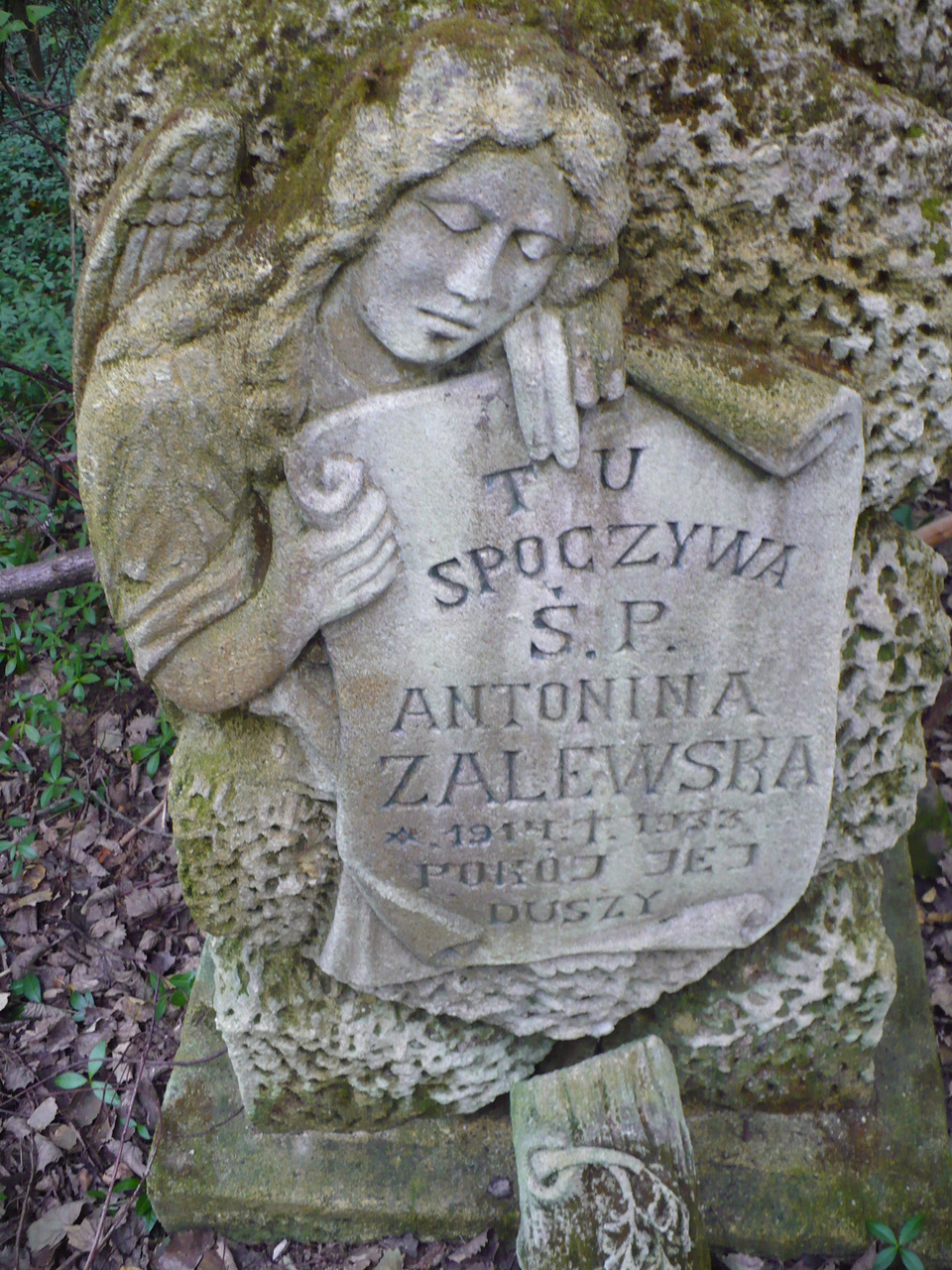 Nagrobek Antoniny Zalewskiej, cmentarz w Puźnikach, stan z roku 2008