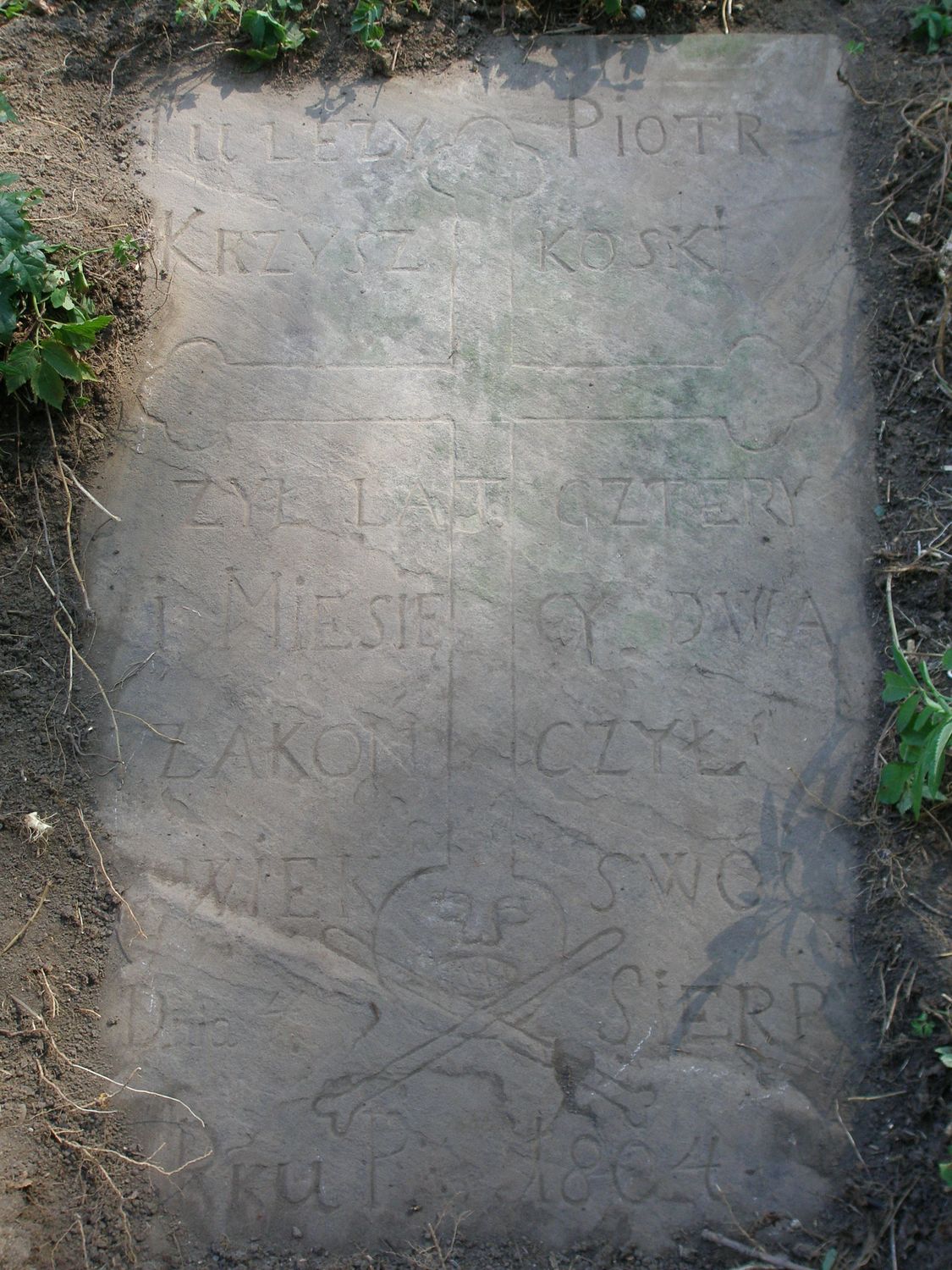 Tombstone of Piotr Krzyszkoski from Buczacz cemetery, state from 2005