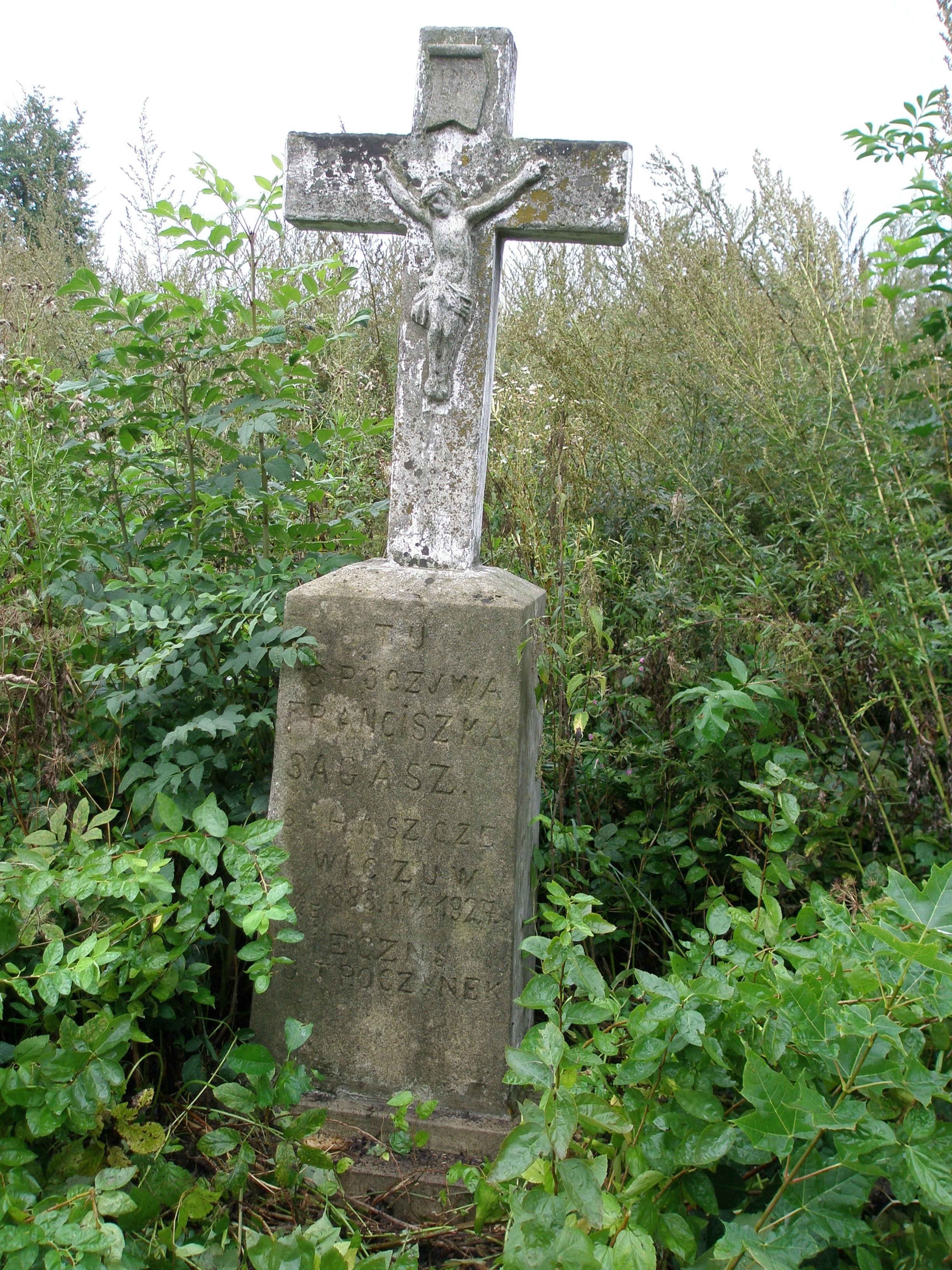 Tombstone of k Franciszka Sagasz from the cemetery in Monasterzyska, state from 2007