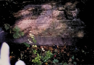 Nagrobek rodziny Howoruchów i Wandy Lityńskiej z dwoma krzyżami z gorejącymi sercami na przecięciu. Inskrypcje ryte z lewej i prawej strony.