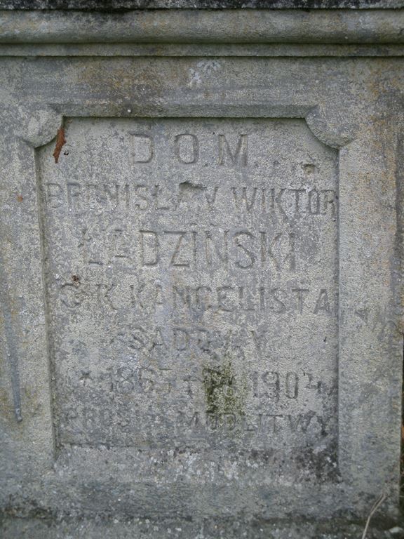 Tombstone of Bronisław Wiktor Ładziński, cemetery in Medvedovce, state from 2006
