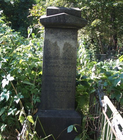 Nagrobek Kajetana Drewnowskiego, pierwotnie oznaczony krzyżem, obecnie brak. Trójstopniowy cokół z inskrypcją z przodu. Otoczony gęstą roślinnością.