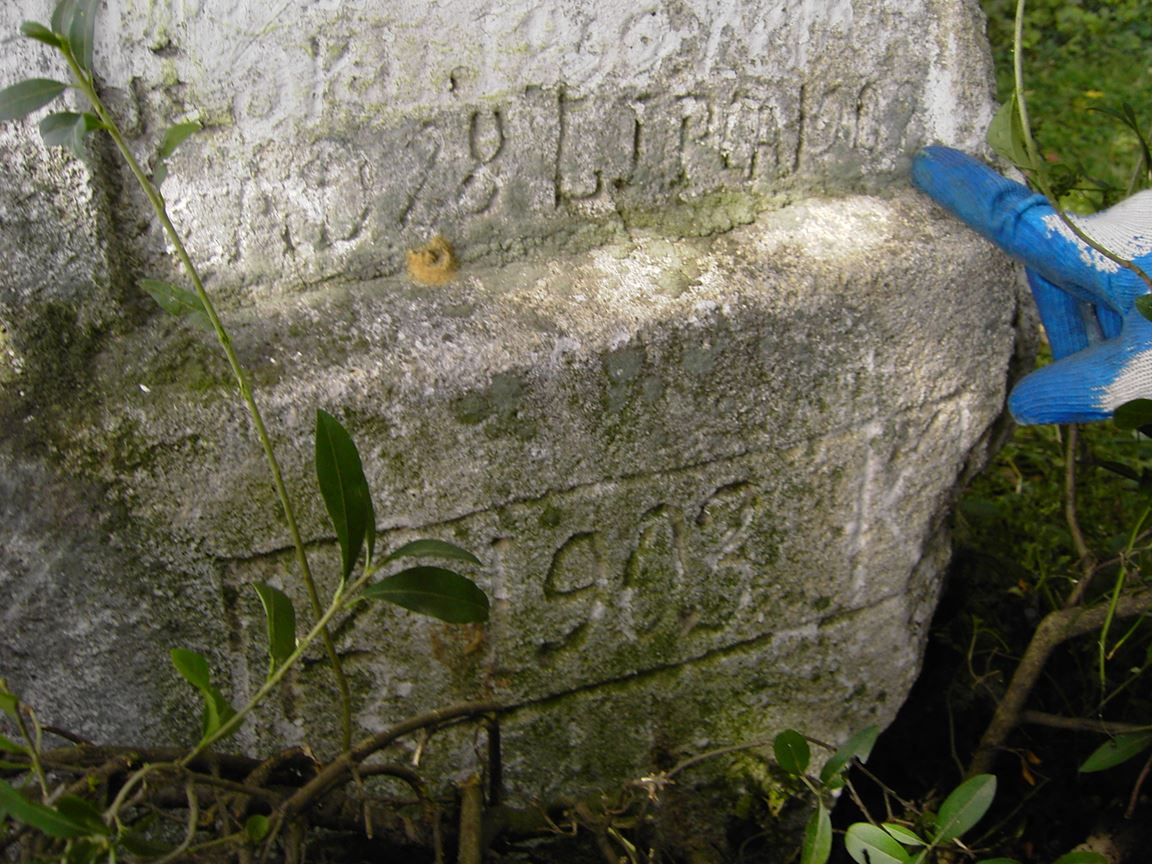 Fragment of a tombstone of N.N., Dorohiczówka cemetery, state from 2005