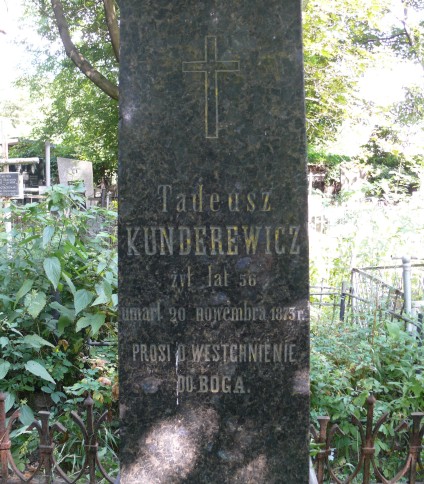 Napis z nagrobka Tadeusza Kunderewicza