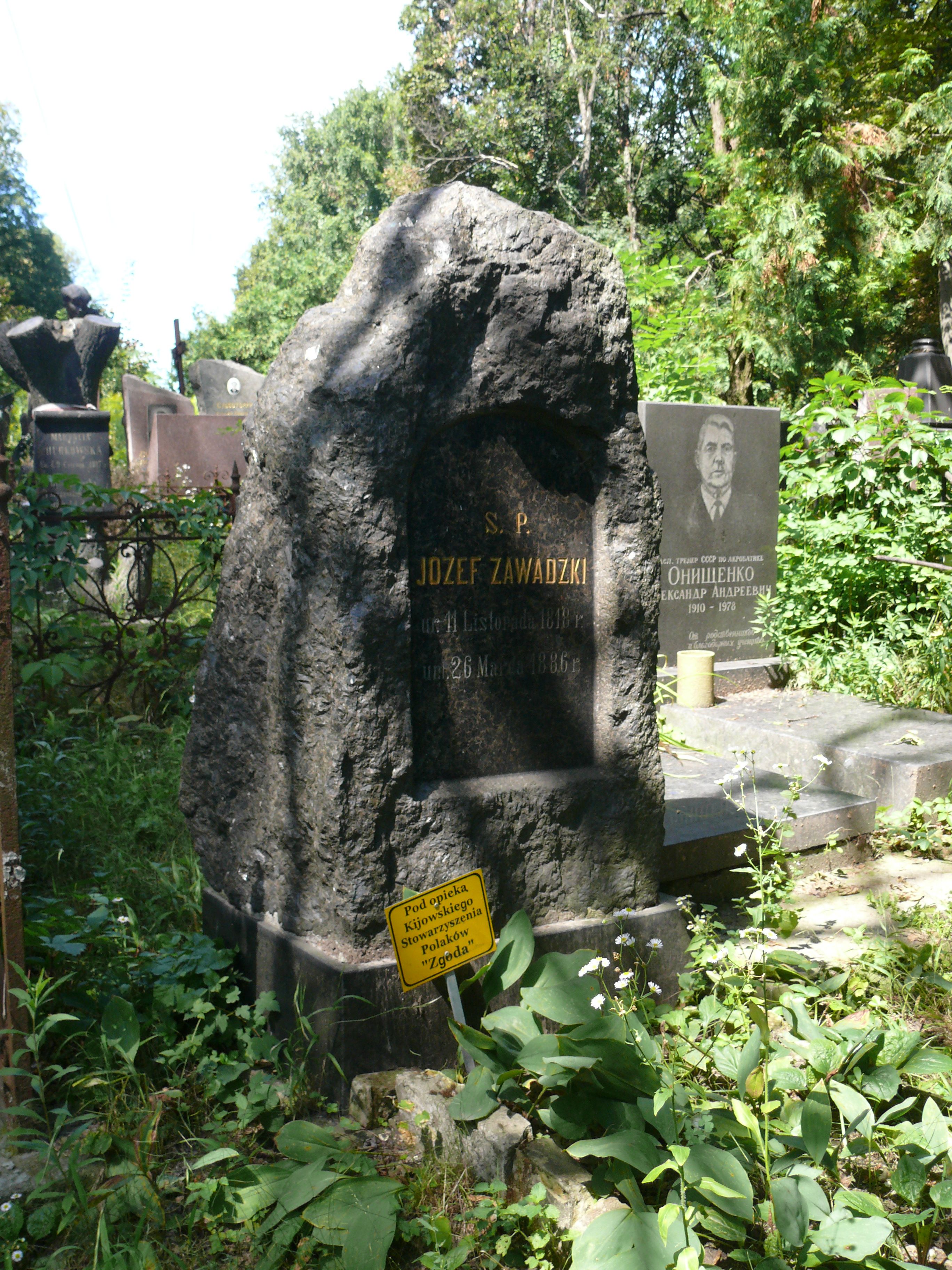 Tombstone of Jozef Zawadzki