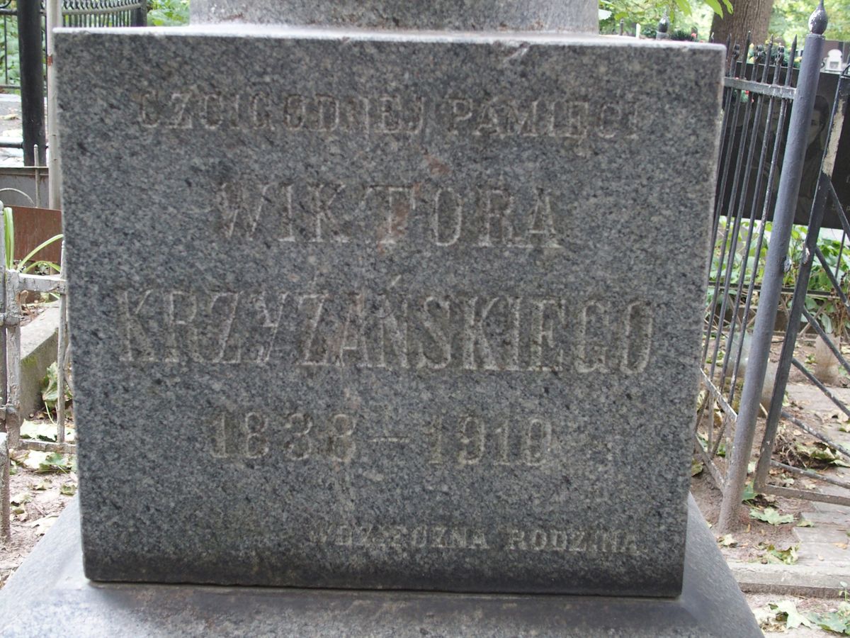 Inscription from the tombstone of Wiktor Krzyżański