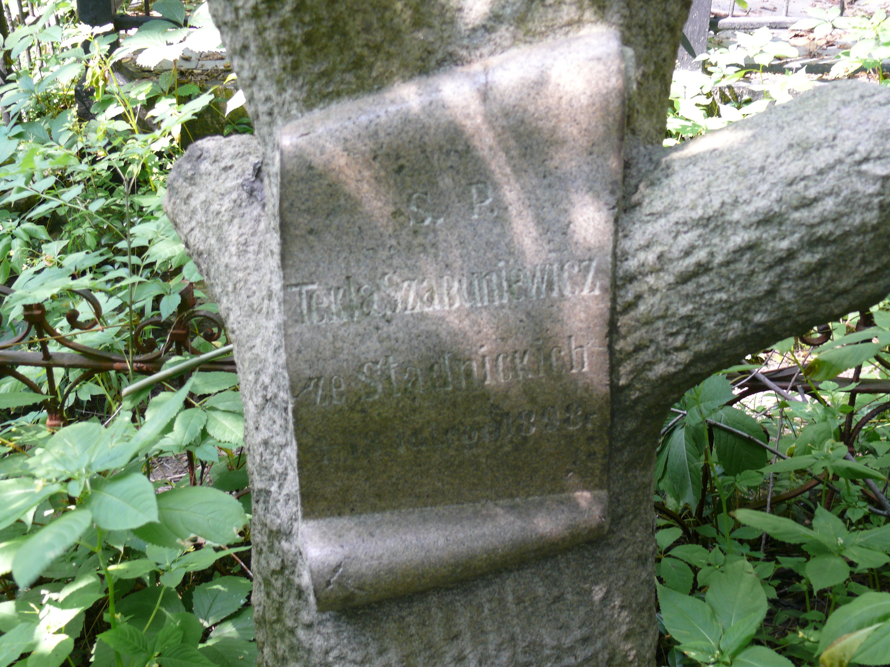 Inscription from the tombstone of Tekla Szabuniewicz