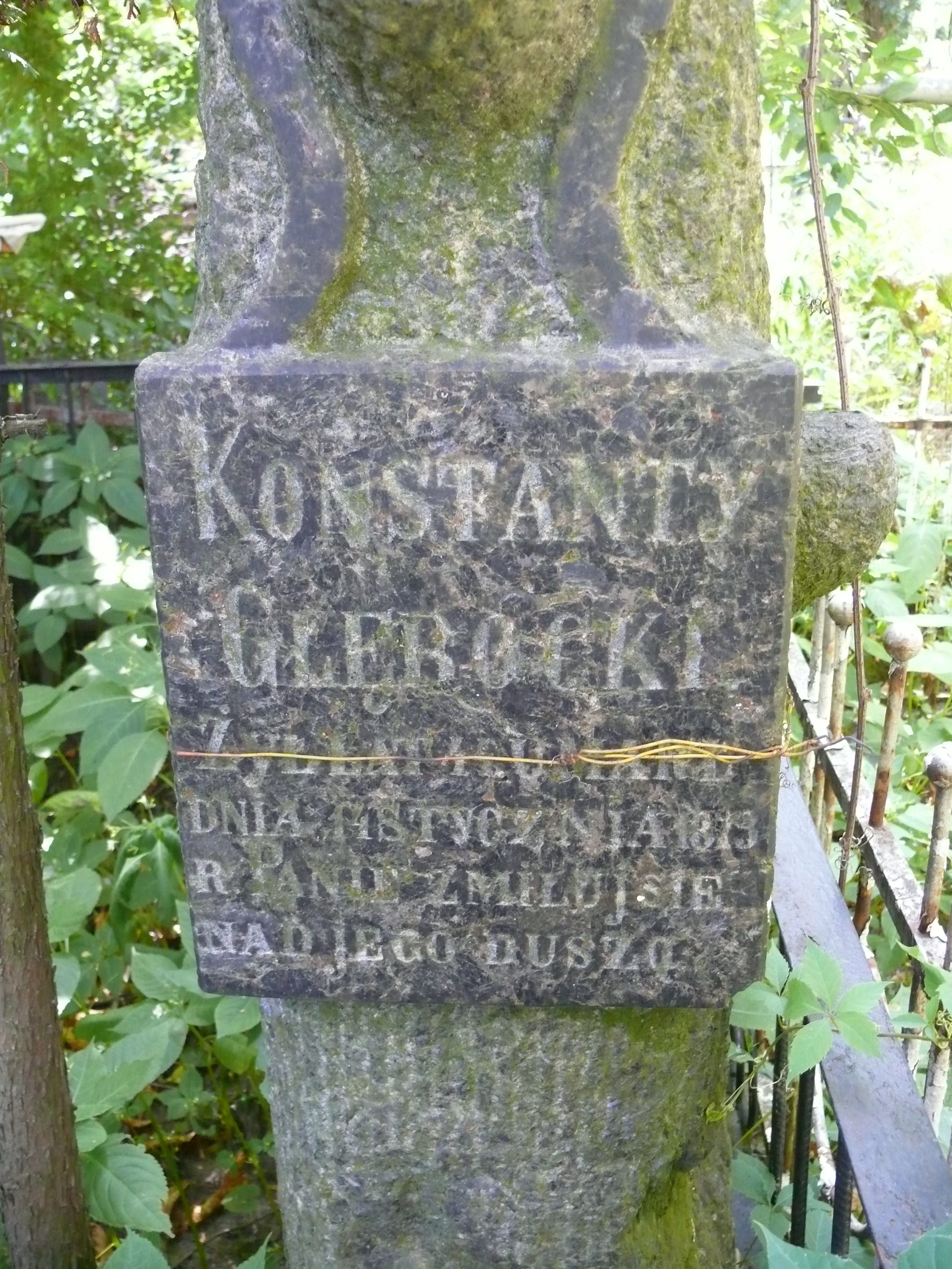 Inscription from the gravestone of Konstanty Głębocki