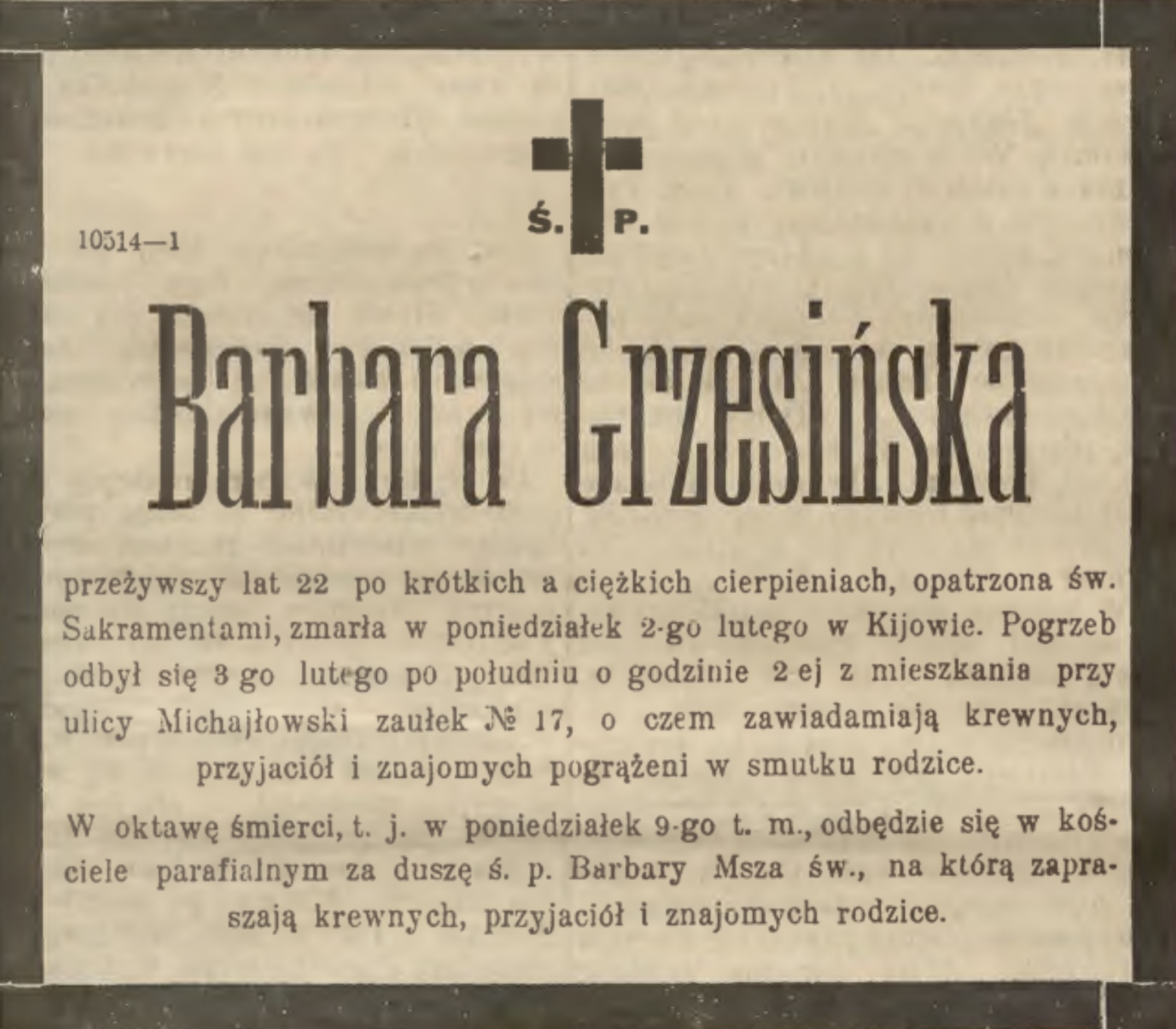 Fotografia przedstawiająca Tombstone of Barbara Grzesińska