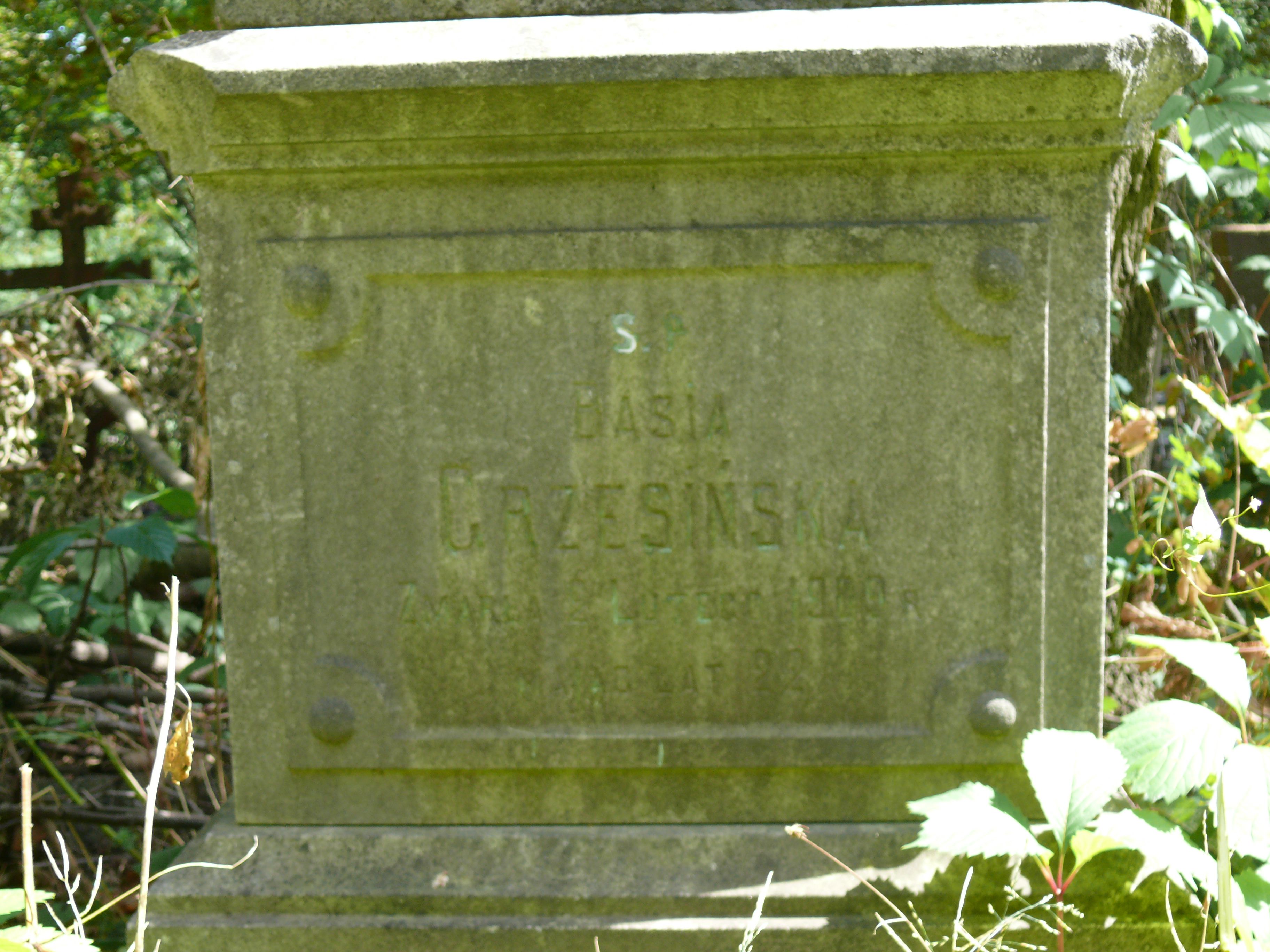Gravestone inscription Gravestone of Barbara Grzesińska