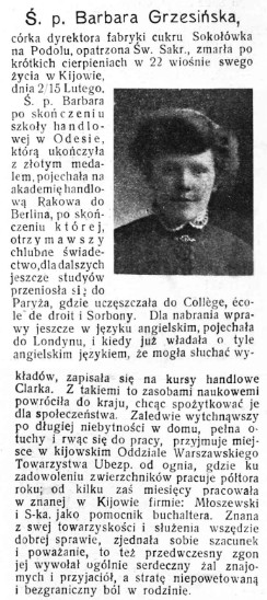Posthumous memory of Barbara Grzesińska