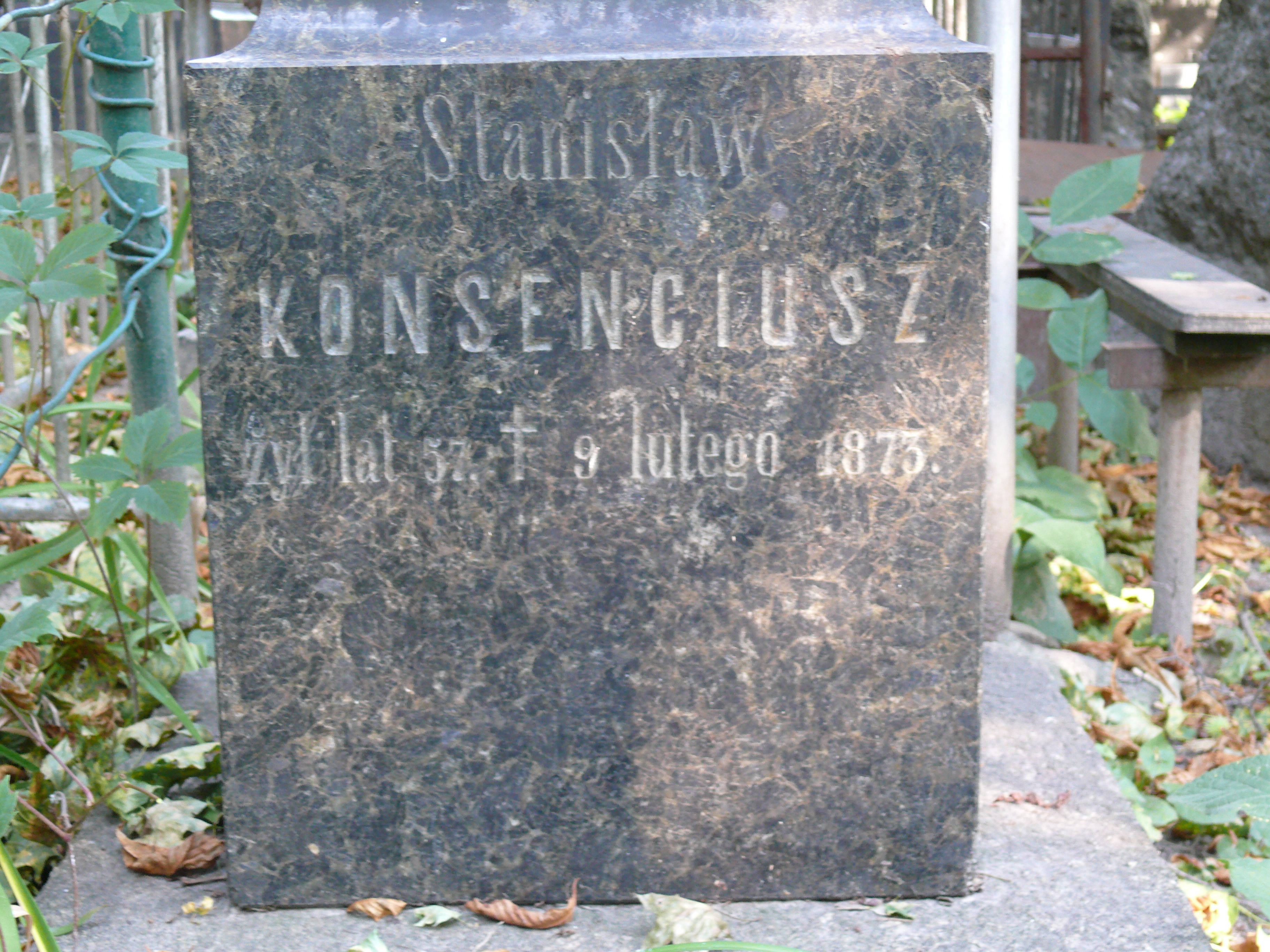 Napis z nagrobka Stanisława Konsenciusza
