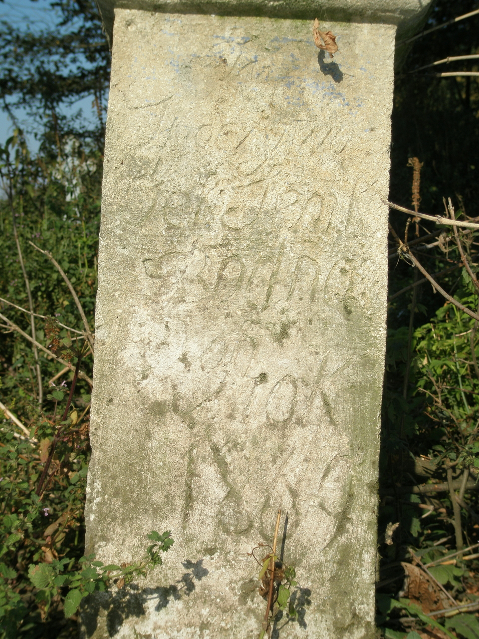 Nagrobek Teofila (?) [B]odn[ora], cmentarz w Tłustym, stan z roku 2008