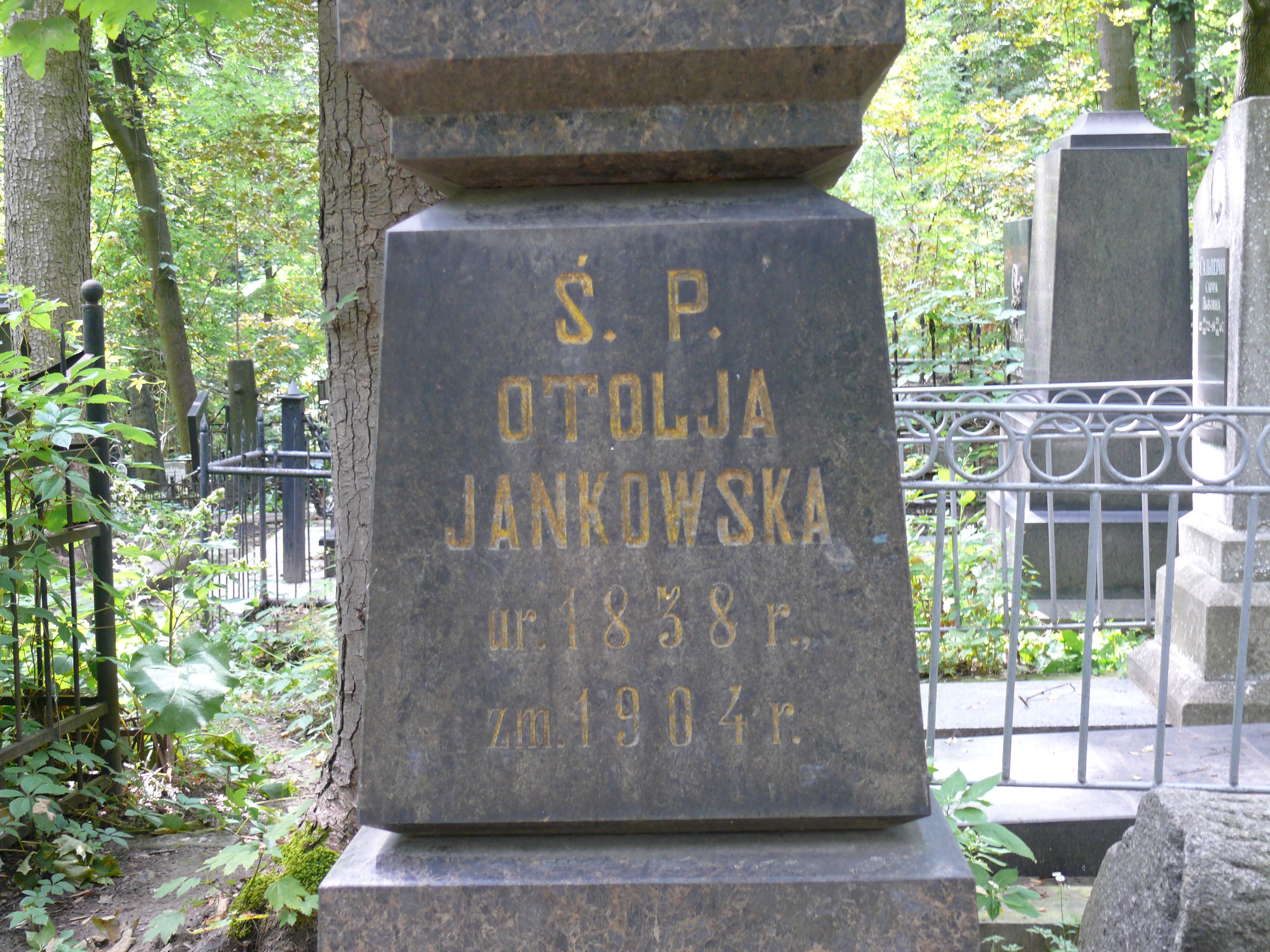 Inscription from the gravestone of Otyla Jankowska