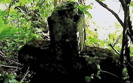 Grób oznaczony krzyżem na cokole, z ramionami zakończonymi półkoliście. Z przodu i z tyłu inskrypcje ryte. Cokół zwęża się ku górze, otoczony roślinnością.