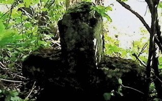 Grób oznaczony krzyżem na cokole, z ramionami zakończonymi półkoliście. Z przodu i z tyłu inskrypcje ryte. Cokół zwęża się ku górze, otoczony roślinnością.