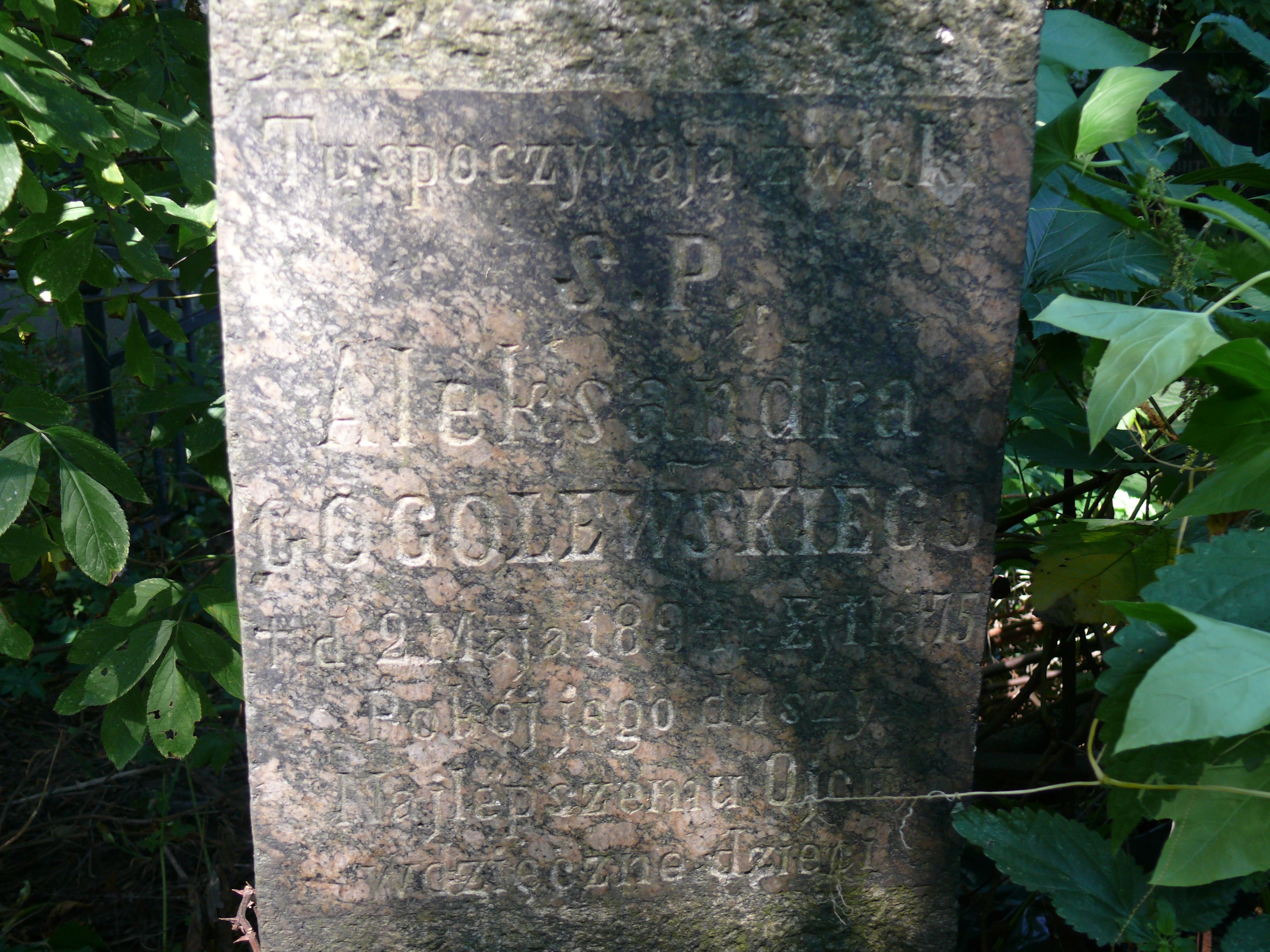 Gravestone inscription of Aleksander Gogolewski