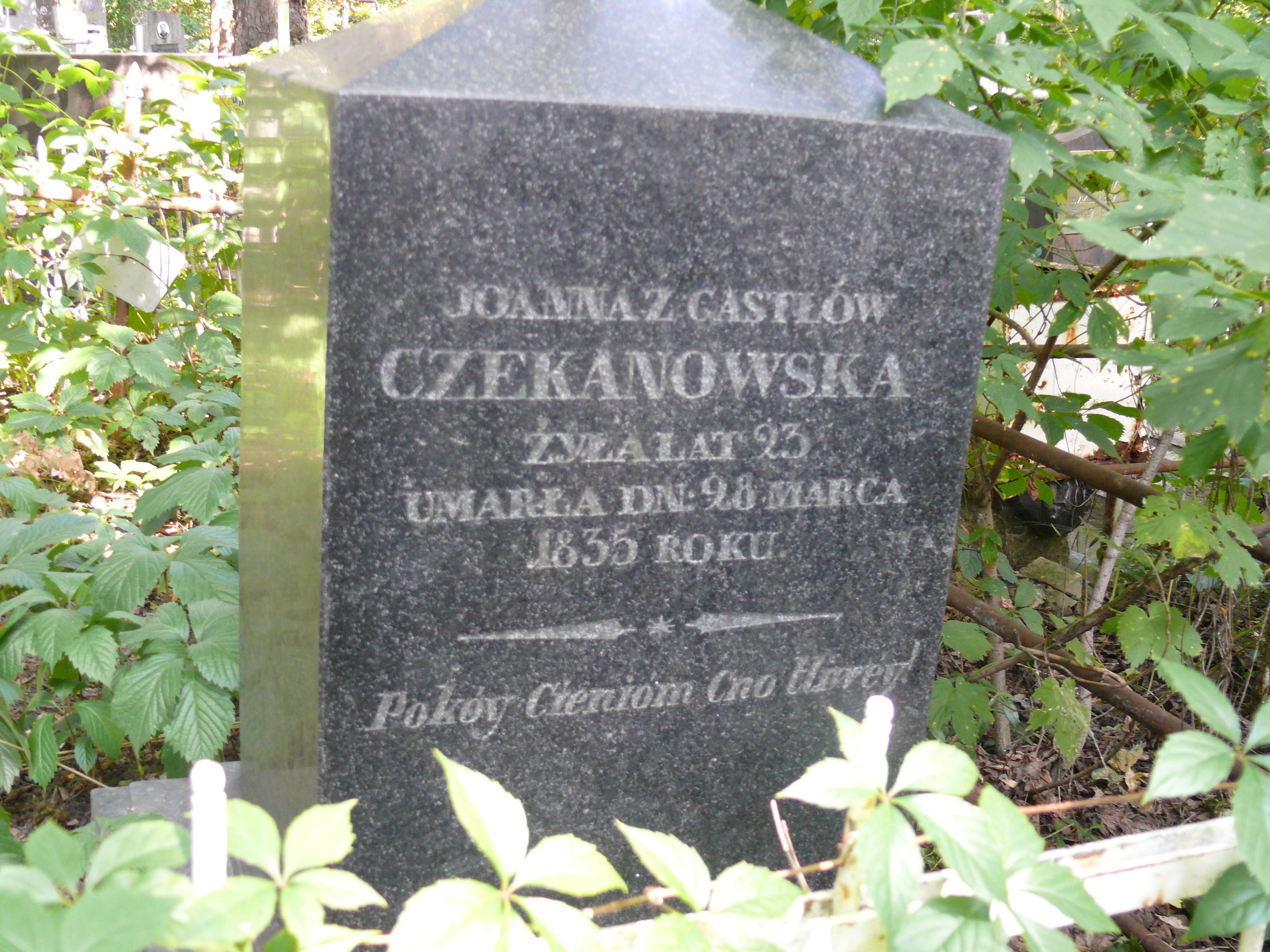 Tombstone of Joanna Czekanowska