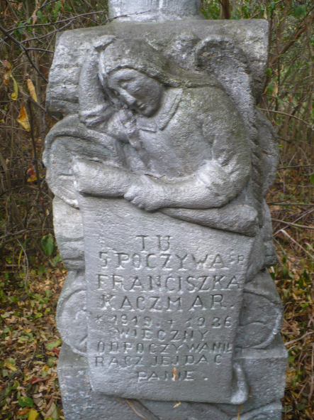 Gravestone inscription of Franciszka Kaczmar, cemetery in Milovce, state from 2009